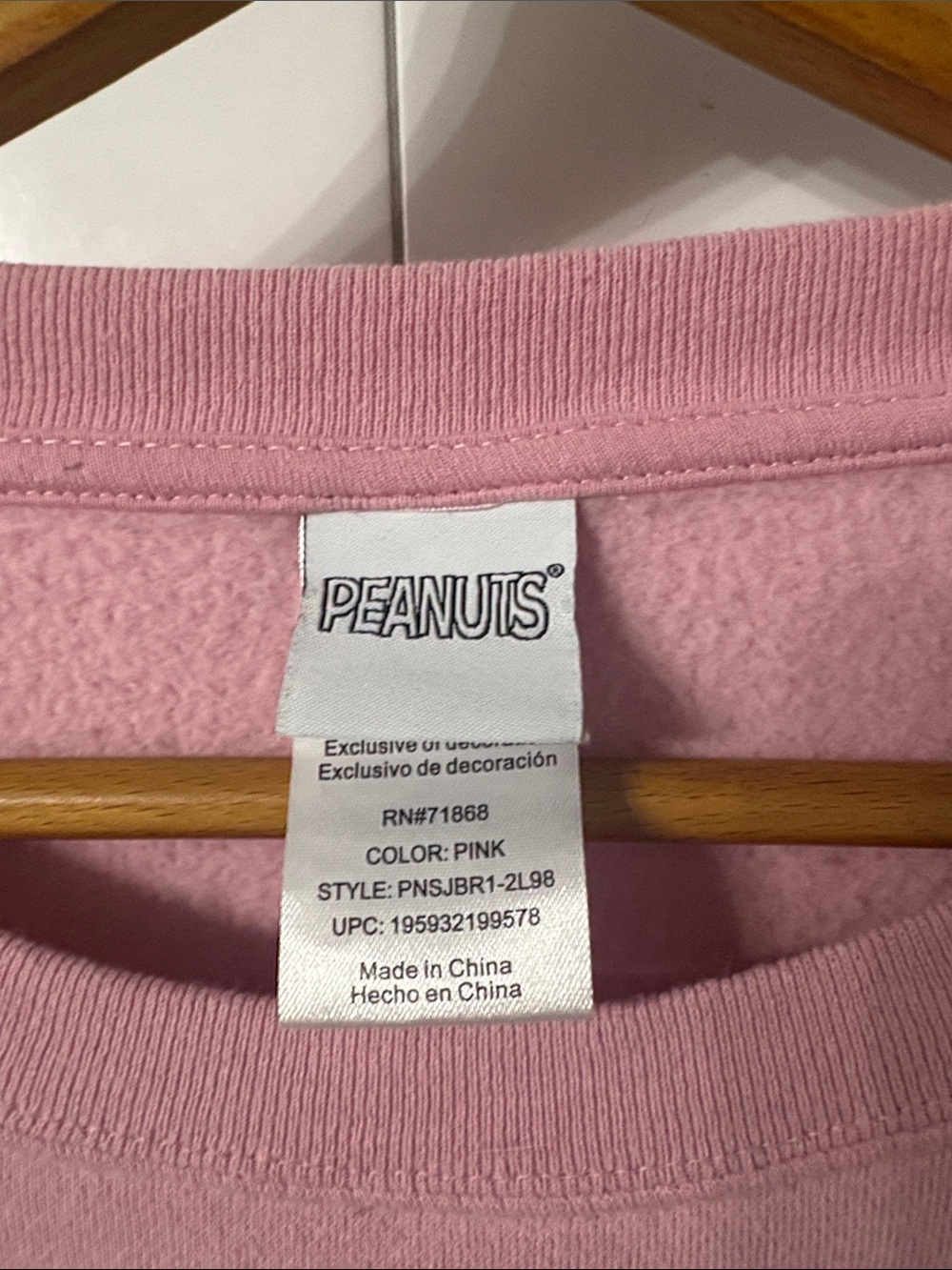 Peanuts Pink Crewneck Sweatshirt with Logo Tag - Picture 2 of 4